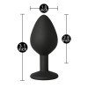 Black Silicone Anal Plug with Purple Gem - Medium Black Silicone Anal Plug with Purple Gem - Medium
