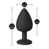 Black Silicone Anal Plug with Purple Gem - Large Black Silicone Anal Plug with Purple Gem - Large