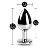 Metallic Metal Anal Plug with Jewel - Medium