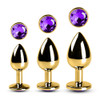 Golden Metallic Metal Anal Plug with Jewel - Purple
