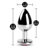 Metallic Metal Anal Plug with Jewel - Medium