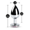 Metallic Metal Anal Plug with Jewel - Large