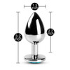 Metallic Metal Anal Plug with Gemstone - Medium