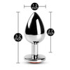 Metallic Metal Anal Plug with Gemstone - Medium