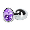 Metallic Metal Anal Plug with Gemstone - Purple