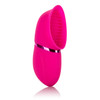 Full view of CalExotics pink silicone Intimate Pump highlighting its large clitoral coverage cup, soft internal ticklers, and USB rechargeable body