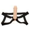 CalExotics Performance Maxx Life-Like 2 inch Extension with Harness assembled on the harness showing the realistic hollow extension secured by the metal ring and thick supportive straps
