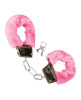 CalExotics Playful Furry Cuffs complete pair of metal cuffs with pink ultra-soft plush faux fur lining