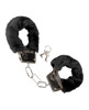 CalExotics Playful Furry Cuffs complete pair of metal cuffs with black ultra-soft plush faux fur lining