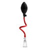 Temptasia Beginner's Clitoral Pumping System complete set showing the compact clear acrylic clitoral cylinder, ergonomic hand pump with quick-release valve, flexible hose, and soft silicone rim for targeted beginner suction play