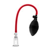 Side profile of Temptasia Beginner's Clitoral Pumping System demonstrating the compact clear acrylic cylinder, ergonomic hand pump, and flexible hose for gentle beginner clitoral pumping