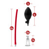 Temptasia Beginner's Clitoral Pumping System complete set showing the compact clear acrylic clitoral cylinder, ergonomic hand pump with quick-release valve, flexible hose, and soft silicone rim for targeted beginner suction play