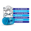 Play With Me Pleaser Rechargeable C-Ring in stretchy blue tpe showing its full circular design with built-in vibrating motor for powerful erection support and clitoral stimulation during play