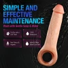 Performance Plus Thrive 2.5 inch Penis Extender in realistic flesh-tone TPE showing its full hollow extender design, stretchy ball strap base, subtle vein texture, and open-ended tip for natural sensation and added girth