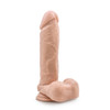 Side profile of Au Naturel 9 inch Sensa Feel Dildo demonstrating its realistic tone, thick girth, bendable FlexiShaft that holds position, and full 9 inch length