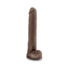 Side profile of Au Naturel 14 inch Daddy Sensa Feel Daddy Dildo with Balls demonstrating its realistic curve, detailed vein texture, balls, FlexiShaft flexibility, and full extra-long length