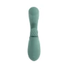 Side profile of Evolved Spiral Charm G-Spot Clitoral Vibrator demonstrating its ergonomic curved shape, spiraling clitoral ball, bulbous tip, and chunky handle for comfortable dual stimulation