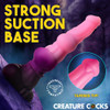 Strong suction cup base close-up on Creature Cocks Lycan Werewolf Silicone Dildo providing secure hands-free mounting and harness compatibility for versatile fantasy play