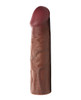 Jock Enhancers 1.5 inch Realistic Silicone Penis Extension showing its full realistic design with brown-tinted mushroom head, thick veiny shaft, and textured interior for enhanced pleasure and instant girth and length