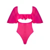 Exposed Pink Kink Collection: Flutter Sleeve Teddy front view