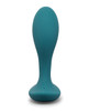Side profile of b-Vibe 4 inch Essential Vibing P-Spot Silicone Plug demonstrating its curved design, flexible neck, and powerful rumbly vibration for comfortable prostate stimulation