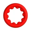 Close-up of the red 1.1 inch JOCK Weighted Silicone C-Ring highlighting its smooth exterior, internal metal beads, and satisfying heaviness during wear
