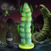 Close-up of the textured round knobs on Creature Cocks Squirmer Dildo showcasing the stimulating caterpillar-like texture that rubs against every part during thrusting and vibration