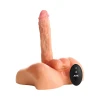 Jock Studs Power Rod Thrusting & Vibrating Silicone Dildo w/ Remote in premium body-safe silicone showing its full realistic sculpted pelvis, powerful thrusting shaft, and wireless remote for immersive hands-free play