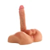 Side profile of Jock Studs Power Rod Thrusting & Vibrating Silicone Dildo w/ Remote demonstrating its realistic pelvis, thrusting shaft, and powerful dual-motor performance for versatile pla