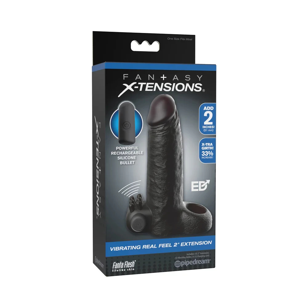 Fantasy X-Tensions Vibrating Real Feel 2" Extension - Black