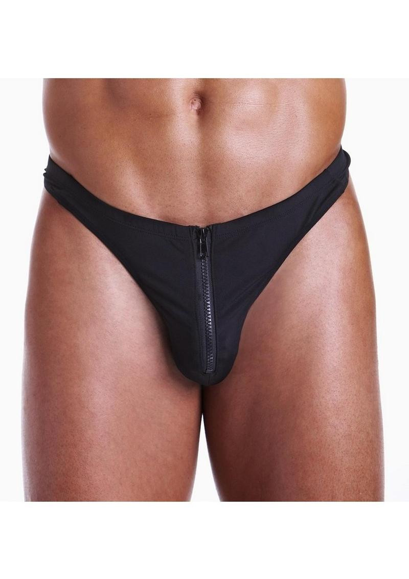 Fundies For Him - Upzip It Thong With Black Zorro Mask