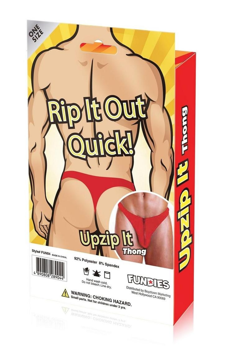 Fundies For Him - Upzip It Thong with Red Rose Petals