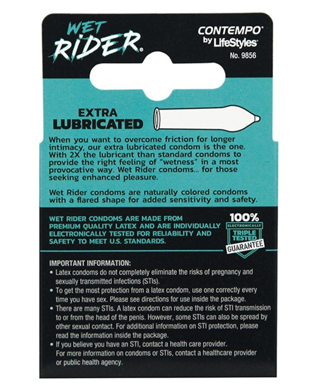 Wet Rider Extra Lubricated Condoms - 3pk