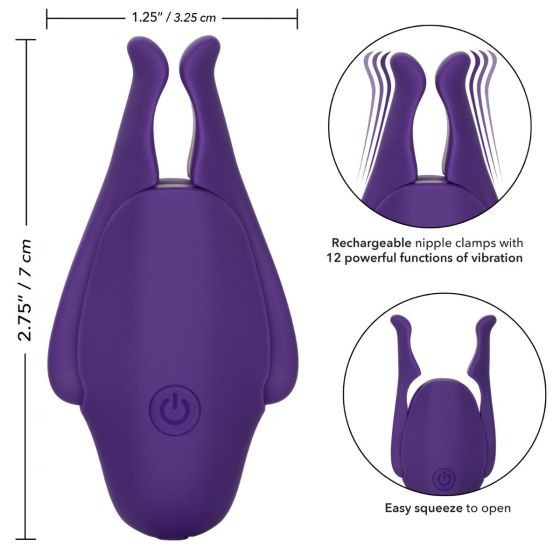 Close-up of the high-intensity 12-function vibrating motor on CalExotics Nipply Play Nipplettes showcasing the powerful and versatile stimulation options for intense nipple teasing