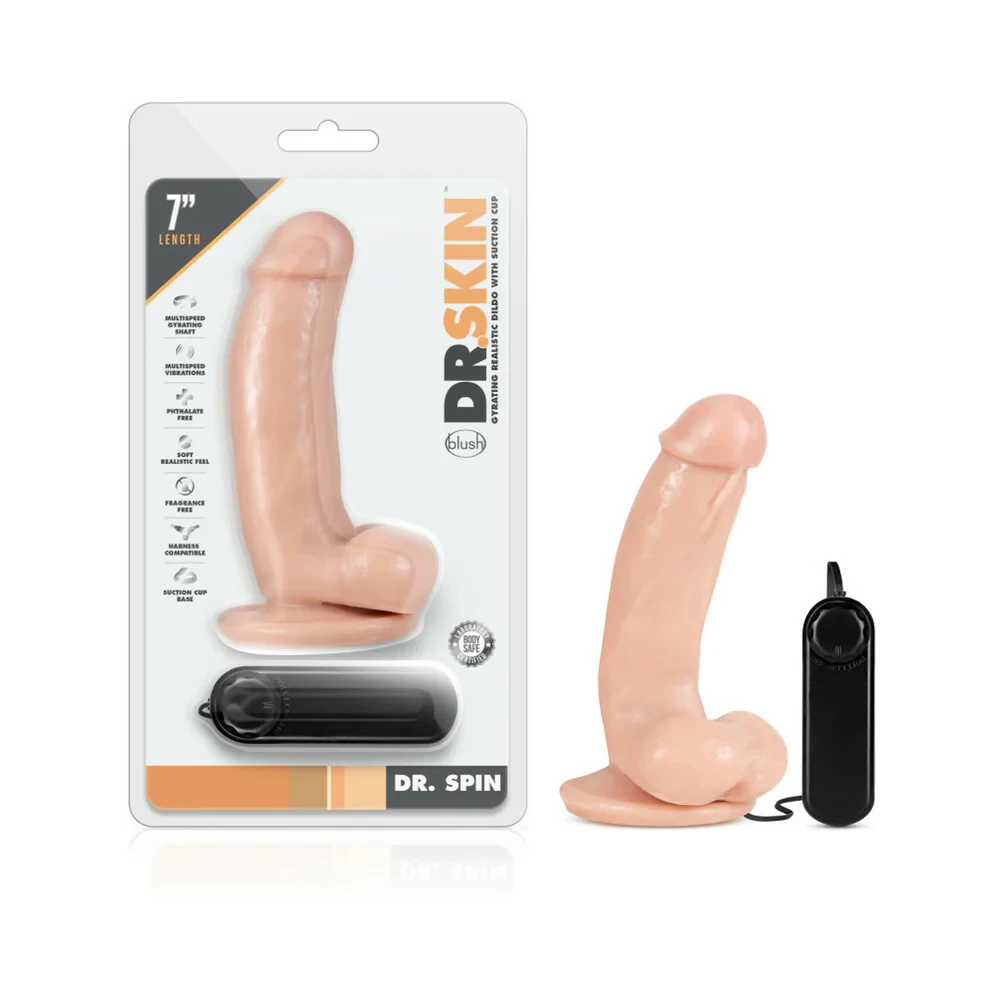 Dr. Skin 7" Dr. Spin Vibrating Gyrating Dildo with Balls