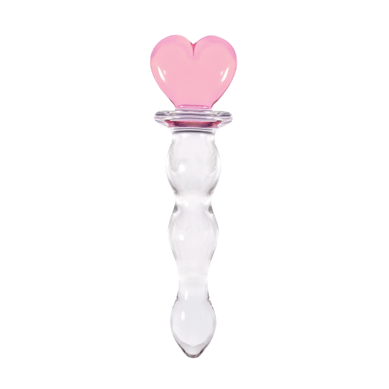 Crystal Premium Glass Heart of Glass clear and pink borosilicate dildo
