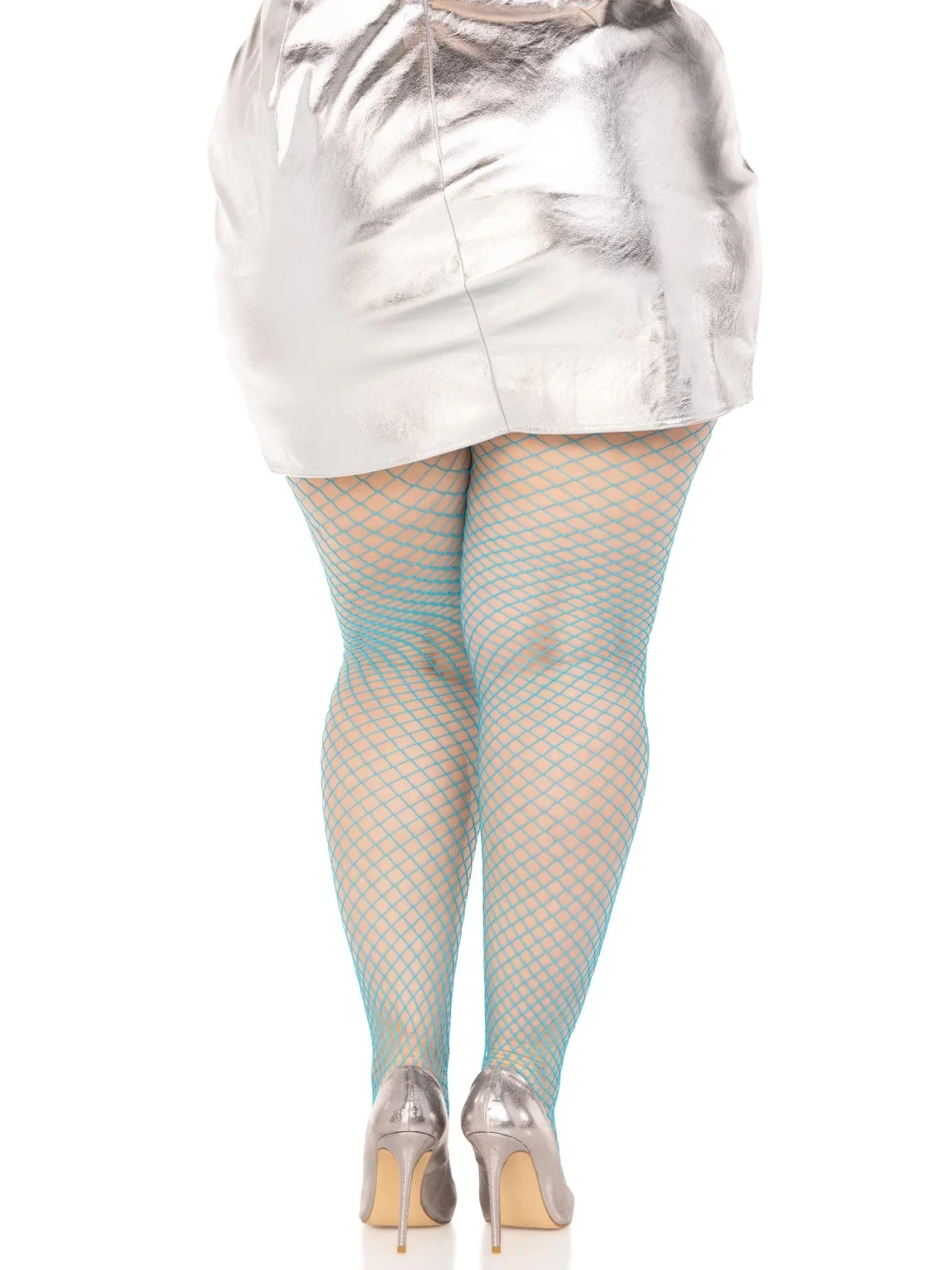 Leg Avenue Spandex Industrial Net Tights - Plus Size (1X/2X) - Neon Blue
