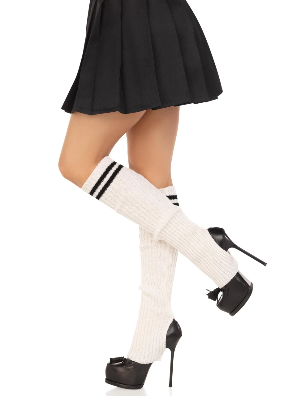Leg Avenue Ribbed Strirrup Leg Warmers - White