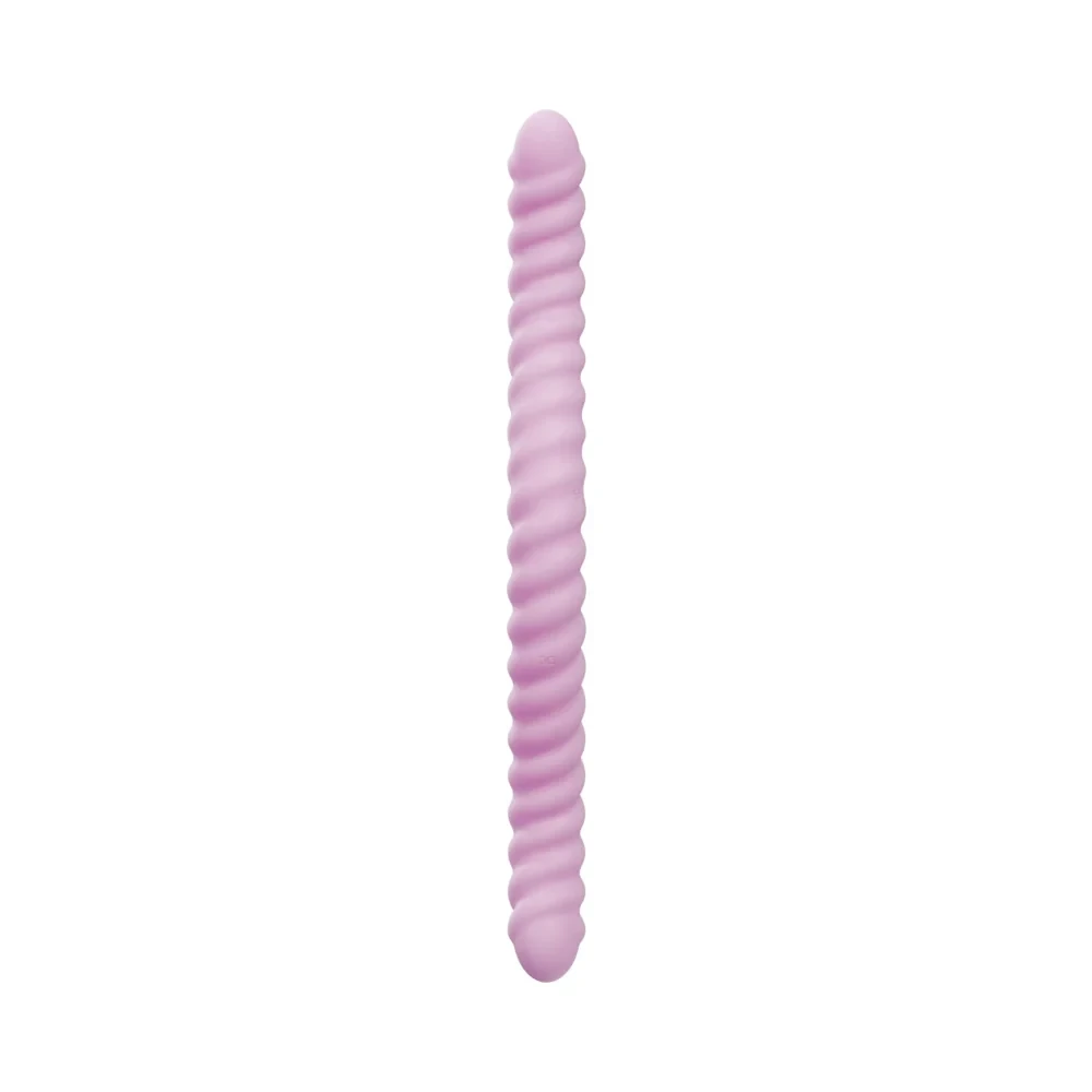 Side view of Tentra Cor flexible double-ended unicorn horn dildo