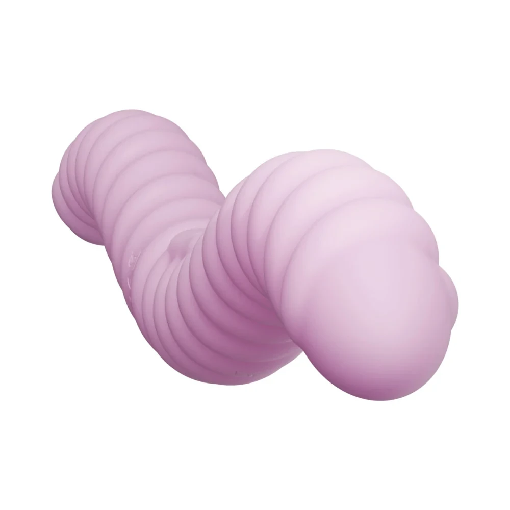 Close-up of spiraled horn texture on Tentra Cor double-ended vibrating dildo