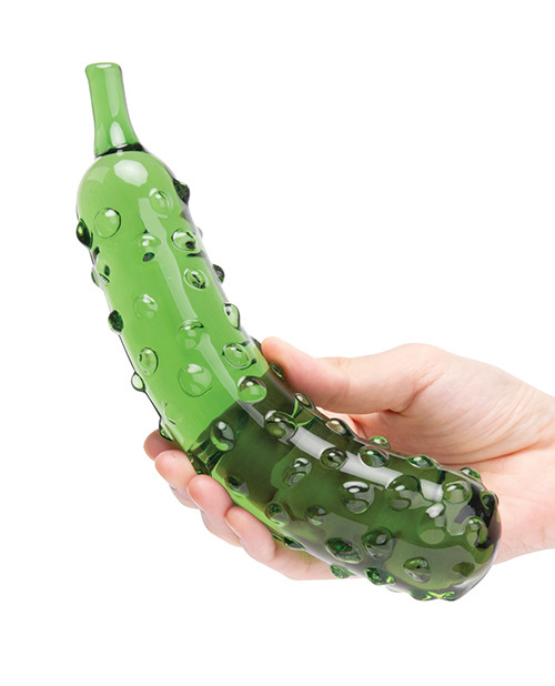 Glas Caressing Cucumber 8.25 inch green glass dildo with textured bumps