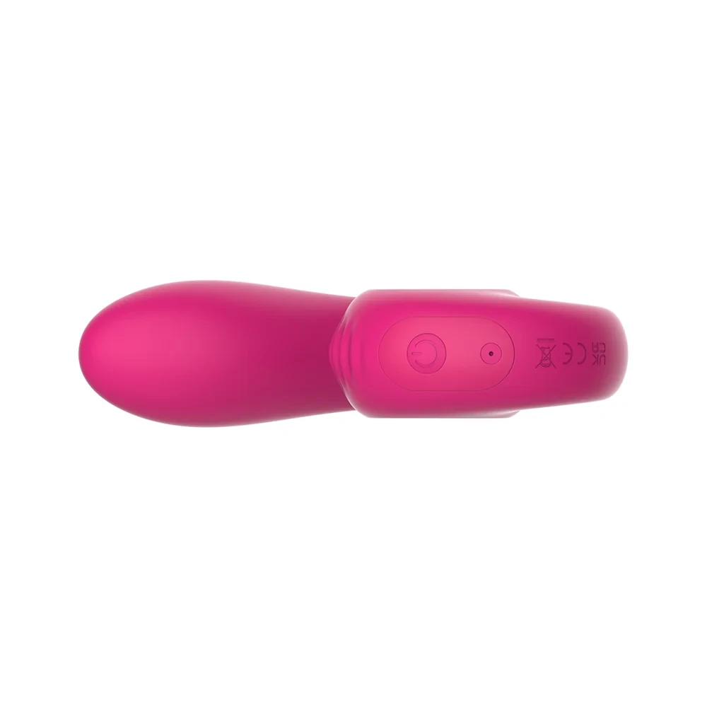 Back of the SVibe GIZI Lite showing the single control button on the pink silicone body.