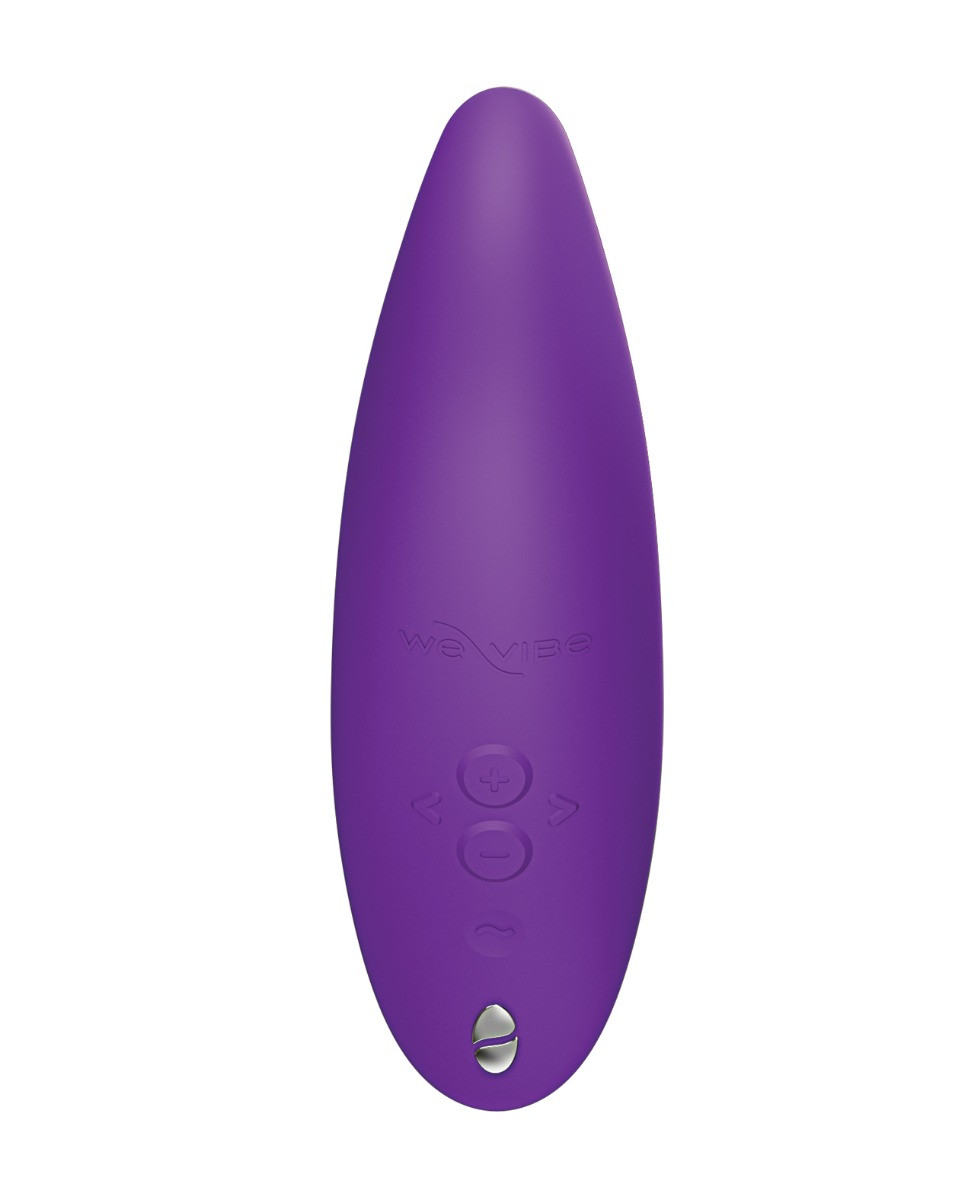 Side profile of the We-Vibe Melt 2 in sage, showing the slim curve made to fit between partners.