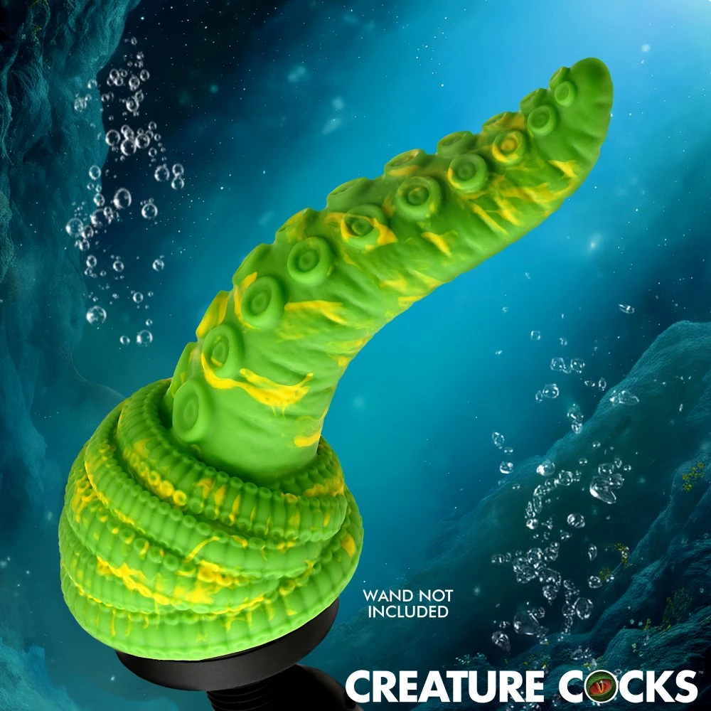 Creature Cocks Tenta Head green silicone wand attachment with sucker-textured tentacle tip.