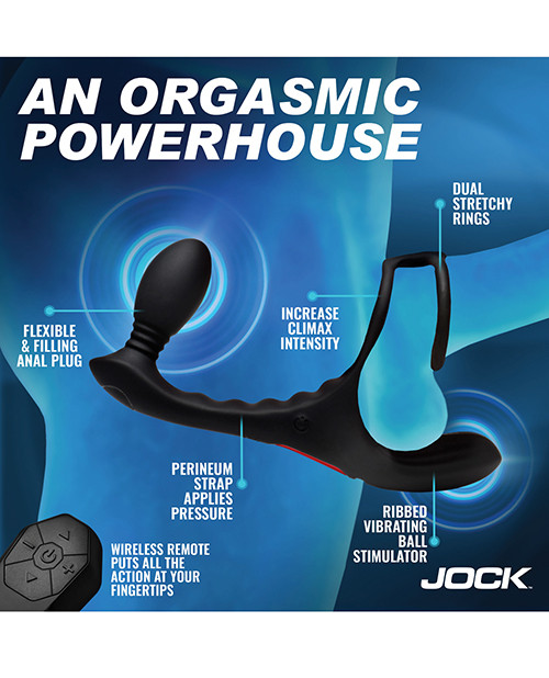 JOCK Triple Rush vibrating c-ring and anal plug.