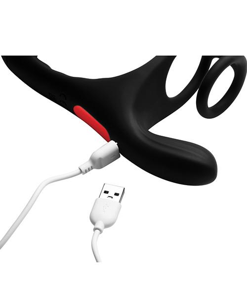 JOCK Enhancers: Triple Rush Vibrating C-Ring & Anal Plug with Remote usb rechargeable.