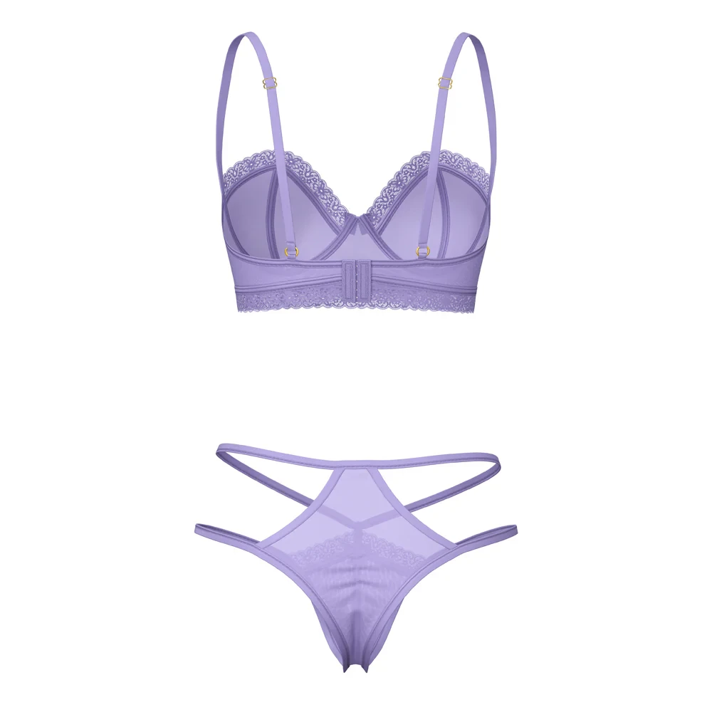 Exposed Sheer Passion Demi Bra & High Cut Tanga back view.
