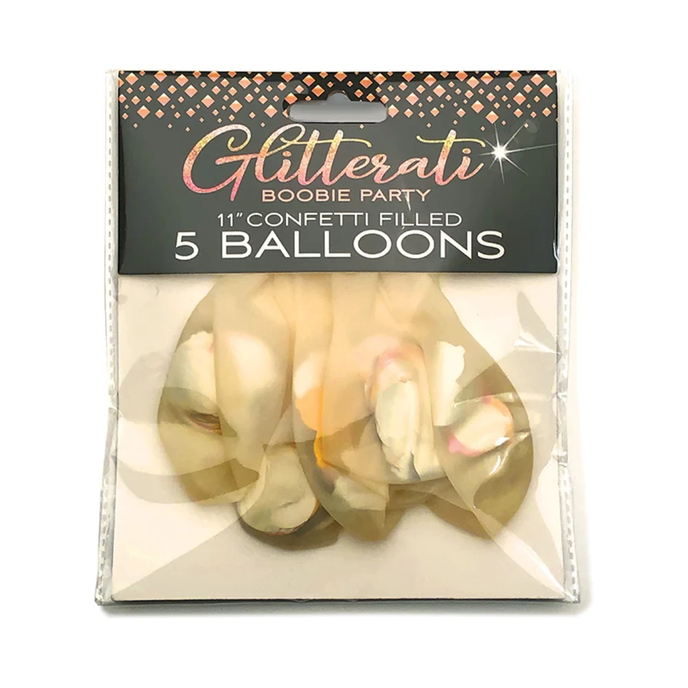 Glitterati Boobie Party 11" Confetti Filled Balloons - 5 Pack