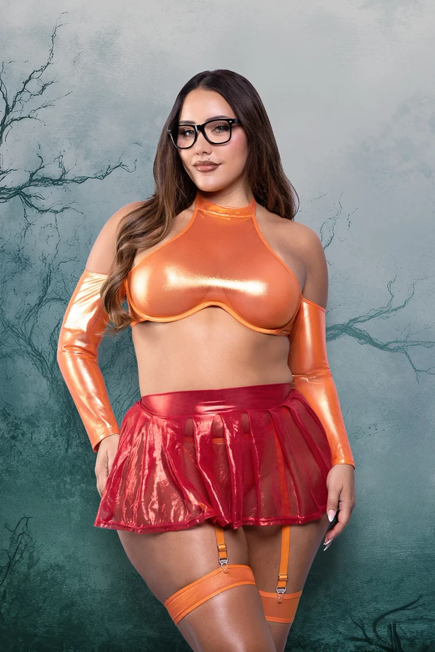 Play Brainy Bombshell 5pc Costume Set plus size front view.