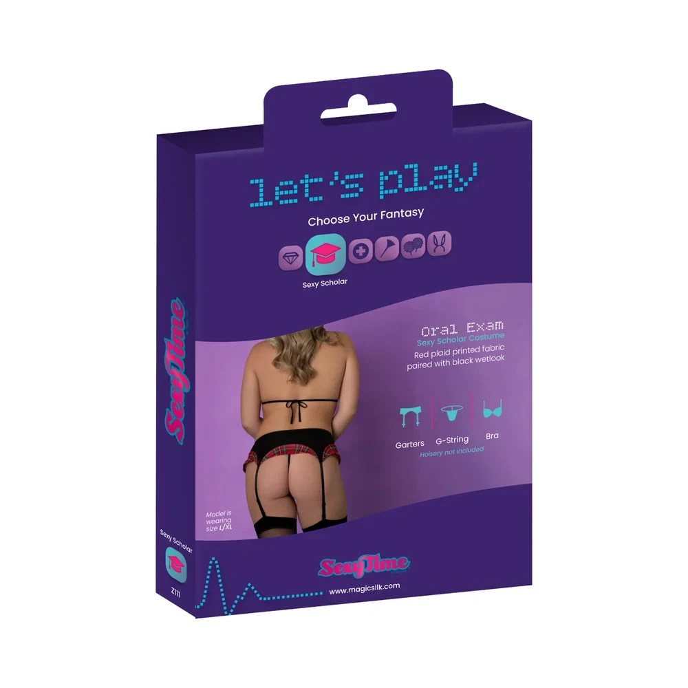 Sexy Time Oral Exam 3pc Scholar Costume retail box back